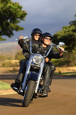 couple riding motorcycle